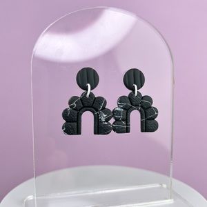 Black Marble Design Handmade Polymer Clay Dangle Earrings